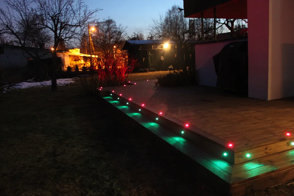 Aplicativo de Música Wifi App rf Controlador 22mm 12 v Cor Rgb Mutável Quintal Terraço Decks Levou Ferroviário Luzes Passo Escada Ip67 10 Pçs - Set 9 Lâmpadas subterrâneas