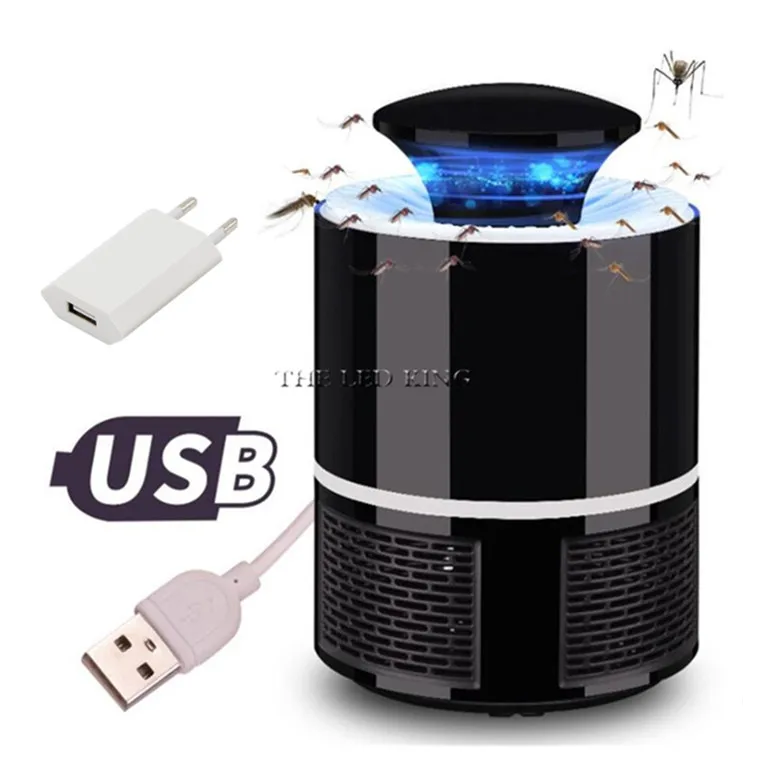 Комаров убийца USB убийца лампы электрические комаров Фотокатализ mute Главная светодиодный ошибки ловушка для насекомых Zapper ловушка безызлучательной - Цвет: black and USB