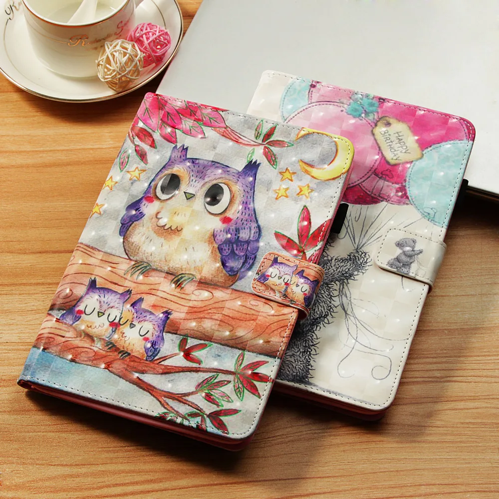 

LUCKBUY Case For Amazon All New HD10 (2015/2017) 3D Printed Lovely Butterfly Flower OWL Unicorn Effiel Bear PU Leather Case 10"