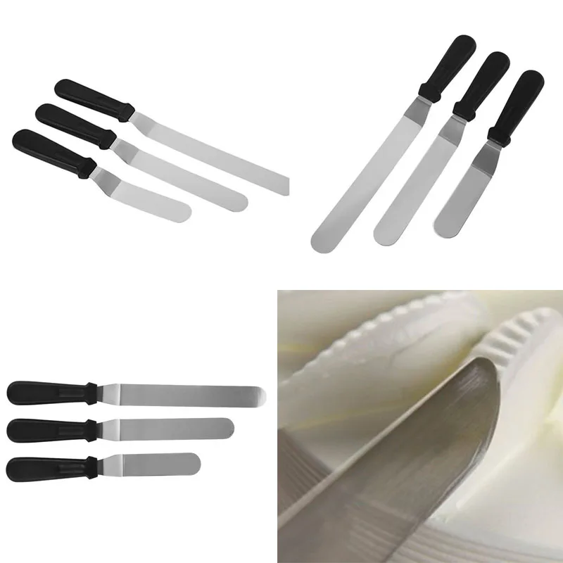 3pcs/set Angled Pastry Spatulas Straight Spatula Spread Icing CreamCake Decorating Cutterin