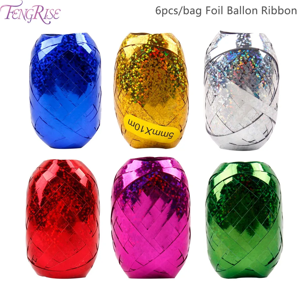 

FENGRISE 6pcs Set Foil Balloons Ribbon Red Blue Grosgrain Ribbon Birthday Party Decorations DIY Wedding Christmas Unicorn Decor