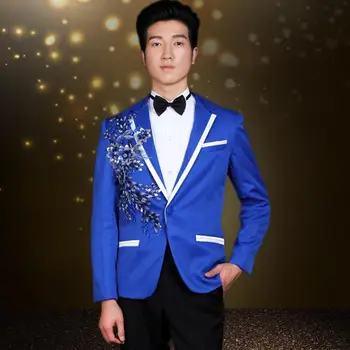 

Chorus mariage groom wedding suits for men diamond blazer boys prom suits fashion slim masculino latest coat pant designs singer