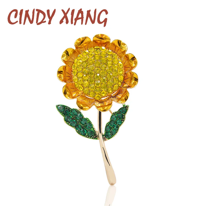 Женская брошь &quotПодсолнух&quot CINDY XIANG яркое летнее украшение с горным хрусталем в