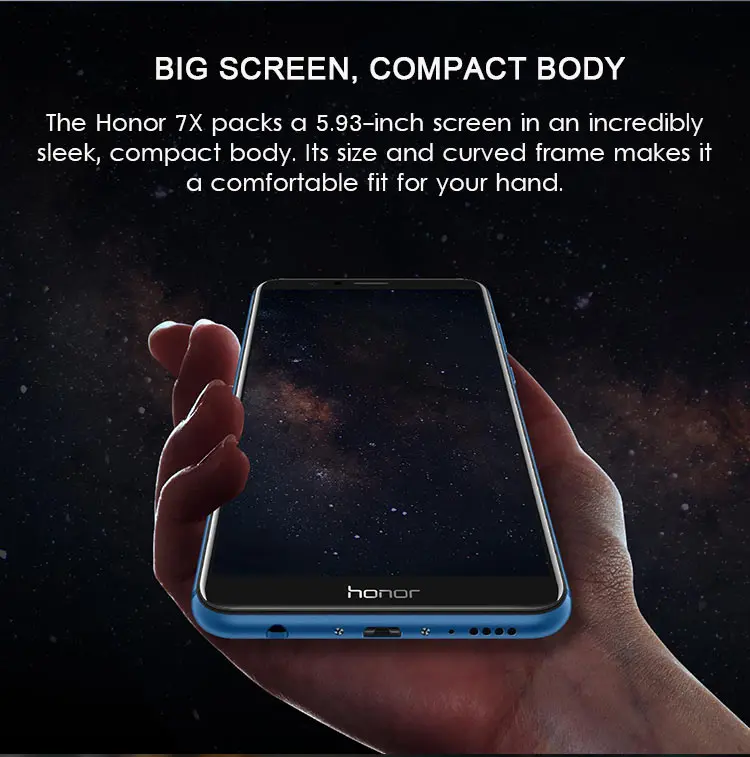 HUAWEI HONOR 7X 4GB RAM 64GB ROM Hisilicon Kirin 659 2.36GHz Octa Core 5.93 Inch LTPS FHD+ Full Screen Dual Camera Android 7.0 4G LTE Smartphone