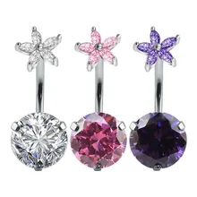 Сексуальный женский цветок пупка Кольцо пирсинг пупка омблиго хирургическая сталь Круглый Циркон пирсинг ювелирные изделия