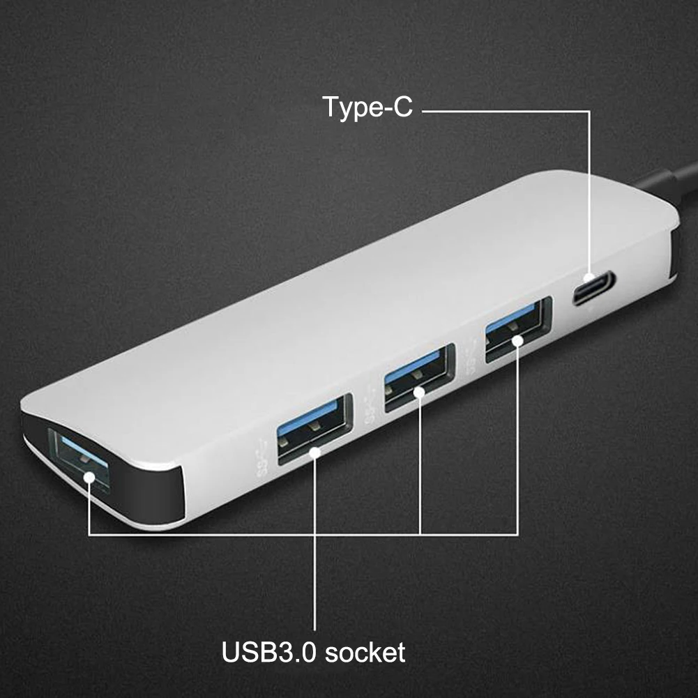5 в 1 мульти концентратор USB Type C PD порт поставки питания 4 USB 3,0 порта USB C концентратор адаптер для Mac book Pro Thunderbolt USB C концентратор