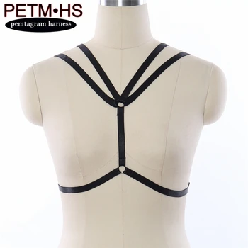 

Womens sexy Harness belt adjustable Elastic black Strappy Tops Bustier Bondage Goth Punk Exotic Burlesque dance wear bra