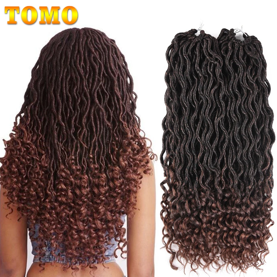 TOMO богиня Faux locs Curly крючком косички 24 пряди/упаковка синтетические плетеные волосы для наращивания Омбре вязанные волосы