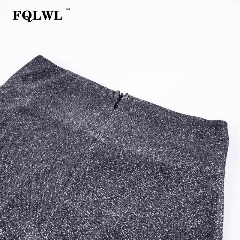 FQLWL блестящие сексуальные широкие брюки женские брюки эластичные расклешенные свободные брюки с высокой талией женские зимние повседневные брюки-клеш
