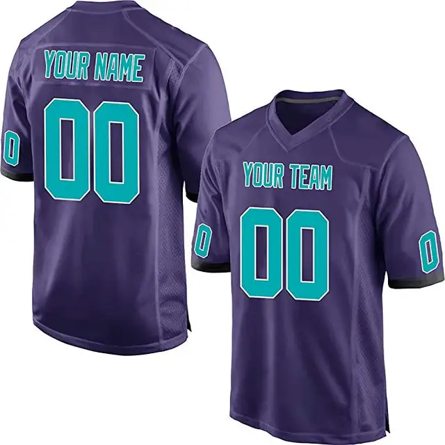 Custom Purple Mesh Personalized Football Jerseys Embroidered High ...