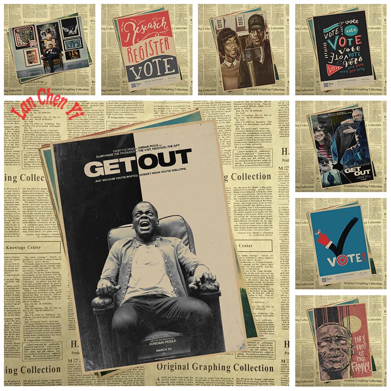 

Horror Thriller Movie Get Out Kraft Paper Poster Cafe Creative wallpaper Interior Decoration