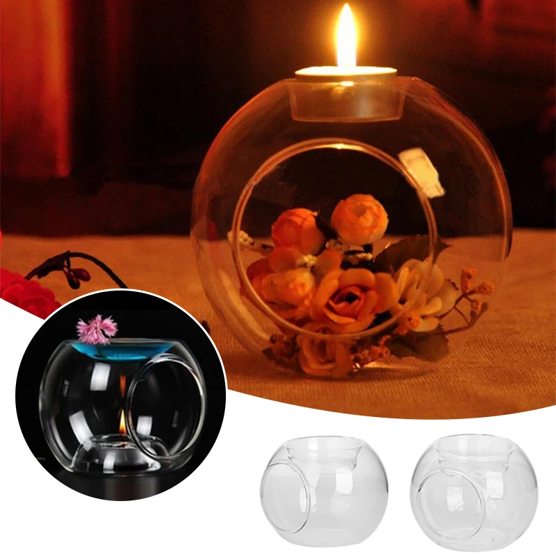 

1PCS Crystal Essential Oil Micro Landscape Glass Candlestick Wedding Home Decor Candle Holders Romantic Dinner With Vase