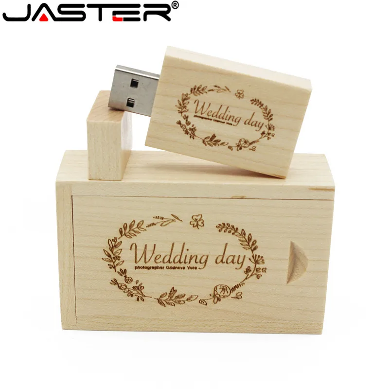 

JASTER Personalised Natural Maple Wood USB 2.0 Flash Memory Pendrive Sticks Wedding Photography 4GB 8GB 16GB 32GB Pen drive