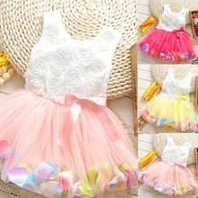 Платье для маленьких девочек летние детские платья без рукавов с цветочным рисунком для девочек детское платье принцессы с бантом для девочек