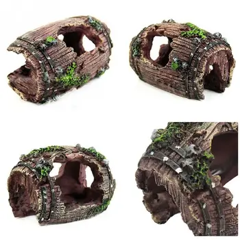 

Aquarium Equipment Accessorie Glass Fish Tank Landscaping Decoration Resin Crafts Artificial Antique Barrels DTT88