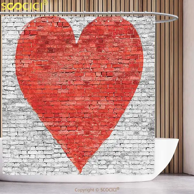 Cool Shower Curtain Rustic Symbol Of Love On Wall Romantic Feelings Heart Shape Street Pattern Red Cool Shower Curtain Rustic Symbol Of Love On Wall Romantic Feelings Heart Shape Street Pattern Red
