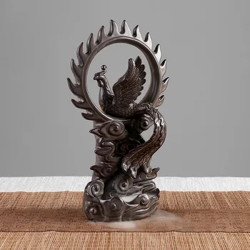 

10Pc Incense Cones + Burner Creative Home Decor The Zen Phoenix Censer Backflow Incense Burner Use In Home Teahouse buddhist