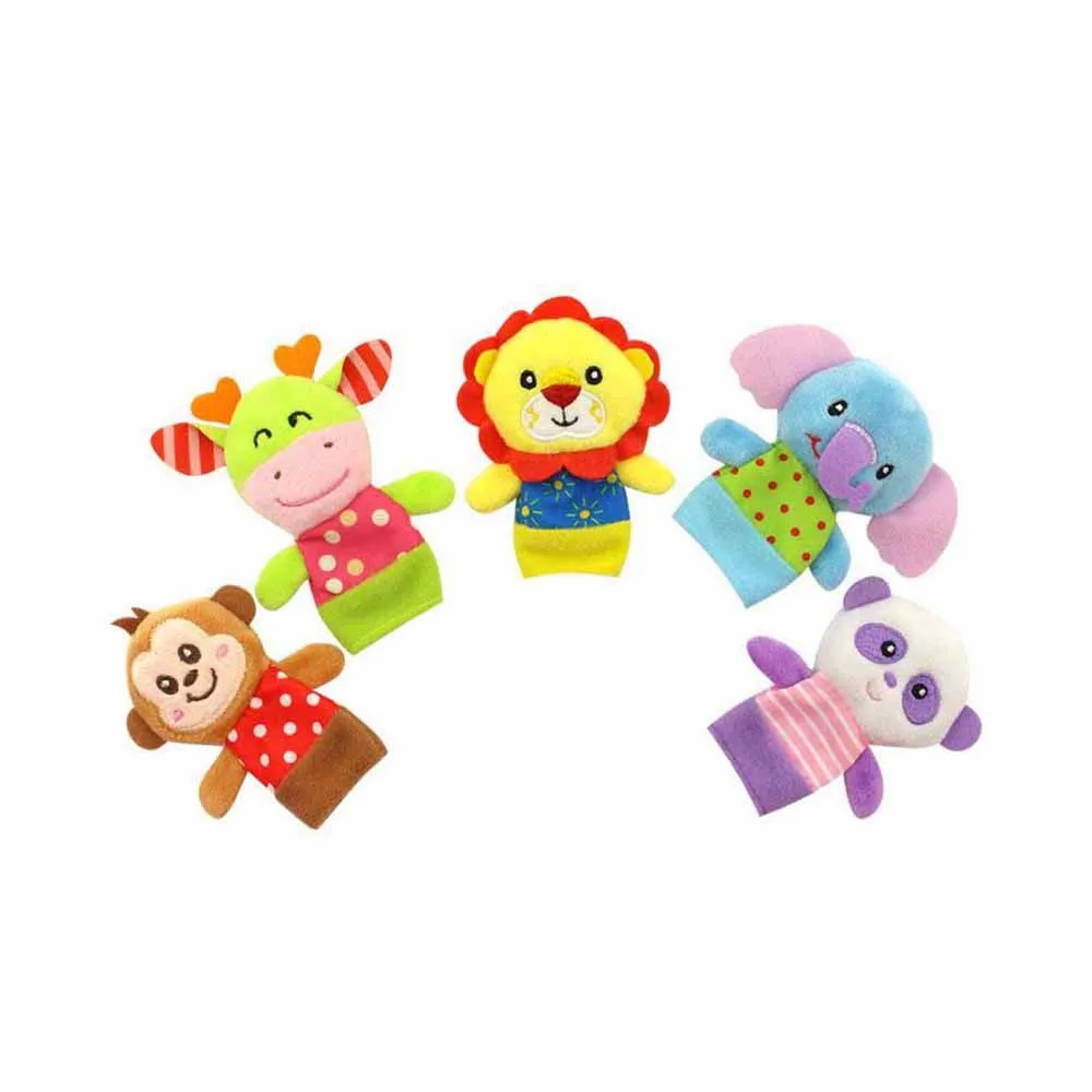 5 Piece/Set Cute Cartoon Animals Puppets Plush Doll Story Telling High quality Educational Toy