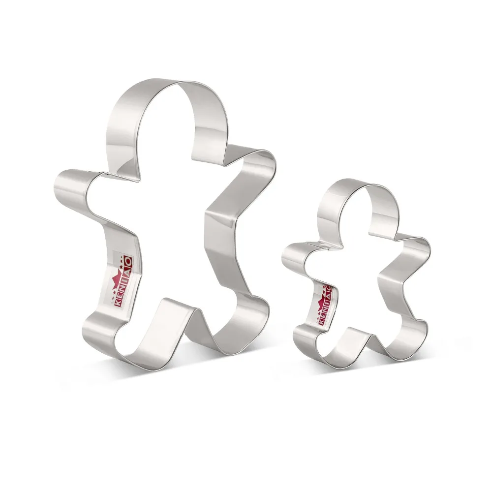 

KENIAO Christmas Gingerbread Man Cookie Cutter Set - 2 Piece - Large: 10.7 x 13 cm / Medium: 9.7 x 8.5 cm