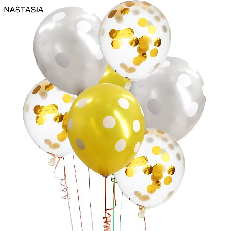 NASTASIA 30 шт./лот латексные золотые и серебряные с волнистыми точками золотыми