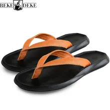 Мужские шлепанцы в английском стиле; коллекция года; сезон лето; повседневные удобные шлепанцы в винтажном стиле; кожаные уличные сандалии высокого качества; мужские вьетнамки