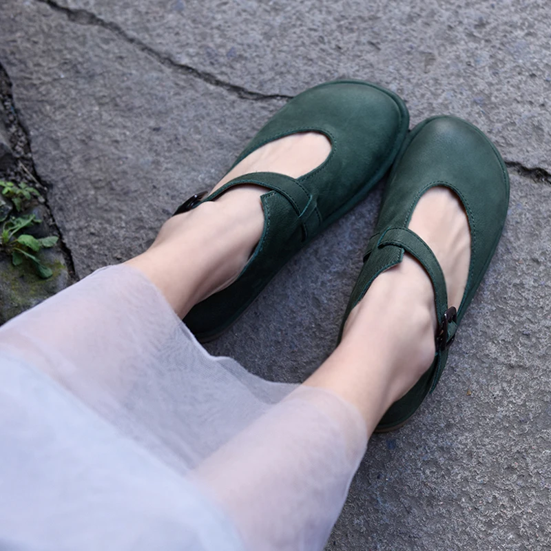 

Artmu Original 2019 Spring New Women Shoes Flat Sole Buckle Shallow Mouth Retro Genuine Leather Handmade Flats 151290