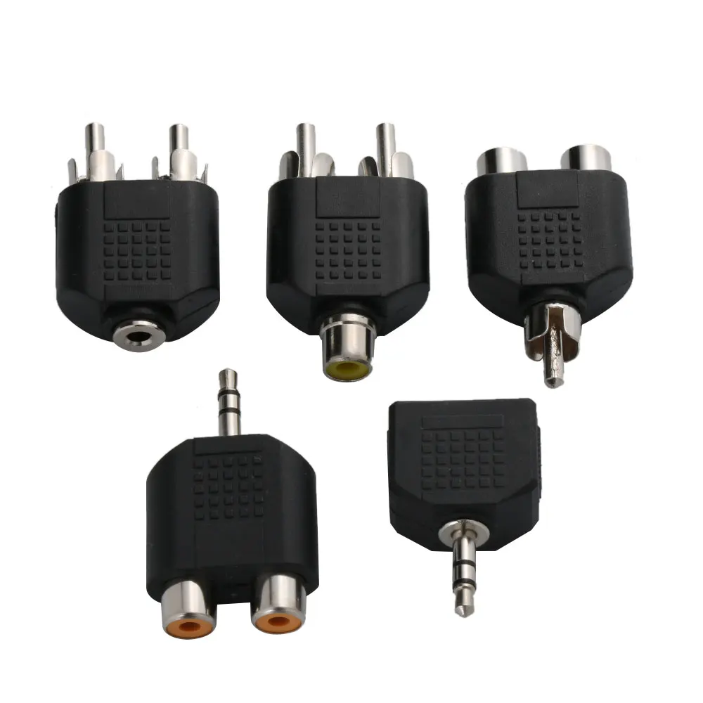 New 6.5mm Aux Male to 2 RCA Female Socket Adapter Y Splitter Connector Converter