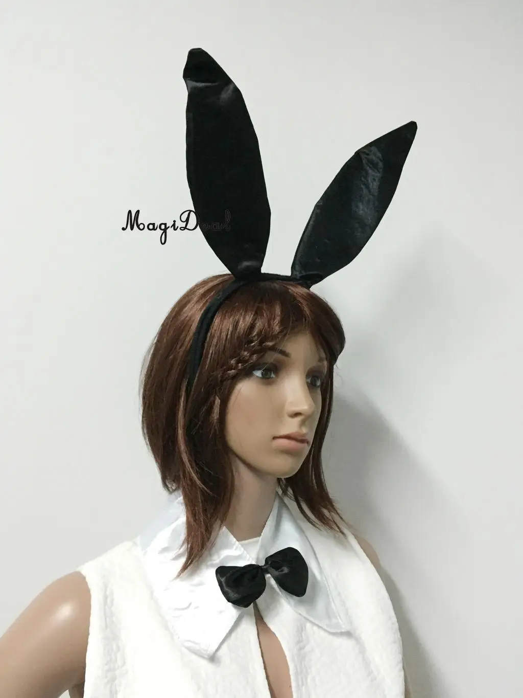 MagiDeal Women Sexy Playful Black White Bunny Rabbit Costume Outfit Cosplay Set Halloween Hen Party Fancy Dress Lady Wife Gifts