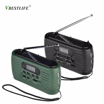 

AM/ FM Radio Portable Hand Crank Flashlight Power Bank Emergency Phone Solar Charger Supply Mp3 Music Player Outdoor Camping New