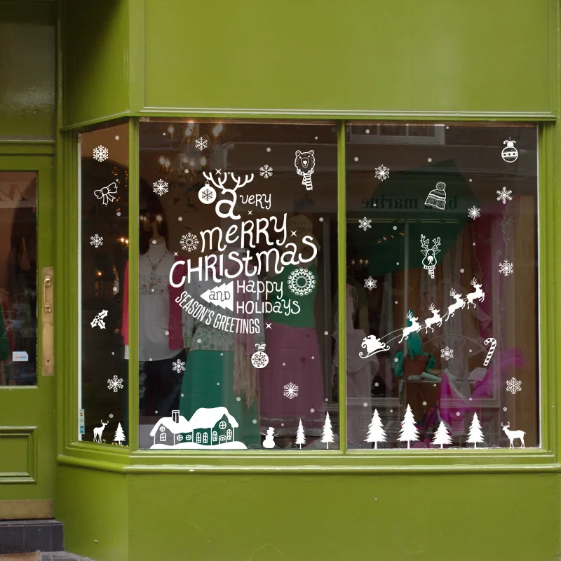 Christmas glass stickers personality creative snowflake decoration props bedroom living room window layout removable AUG1