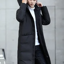 Осенне-зимняя теплая куртка на утином пуху, мужские куртки, пальто с капюшоном, мужская длинная пуховая куртка, Корейская Повседневная Верхняя одежда