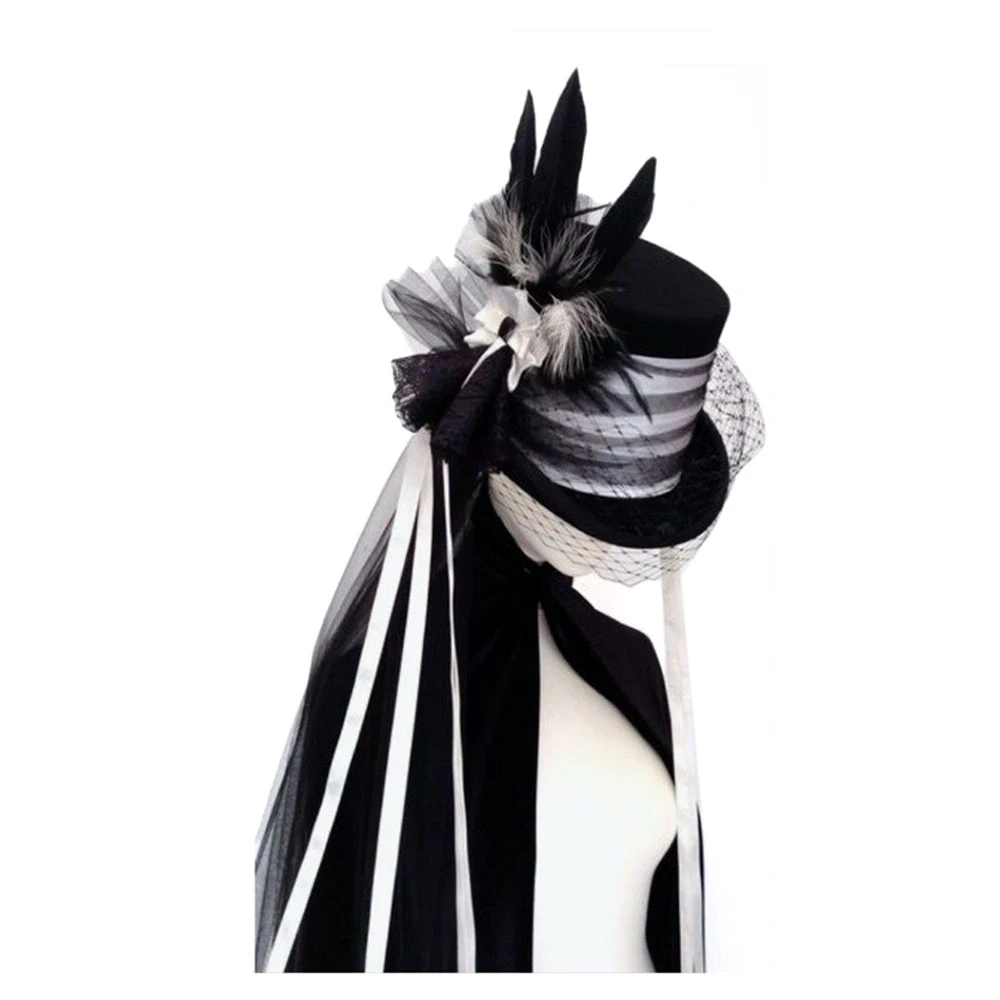 

Women Steampunk Wedding Top Hat 100% Wool Off White Ivory Hat Lady Rhinestone Gala Hat Wedding Feather Top Hat Tea Party Hat
