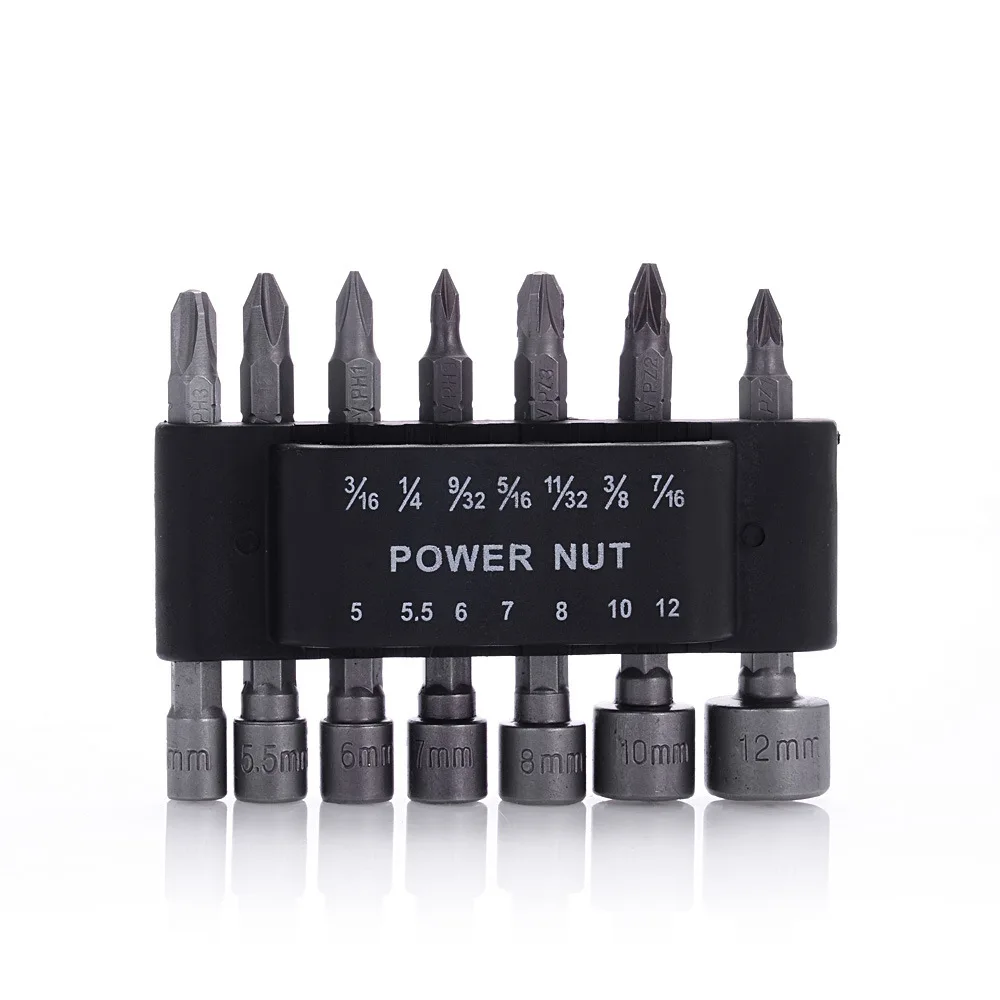 Powe Nut Driver Bit Set Adapter Strong Hex Shank Socket Strong