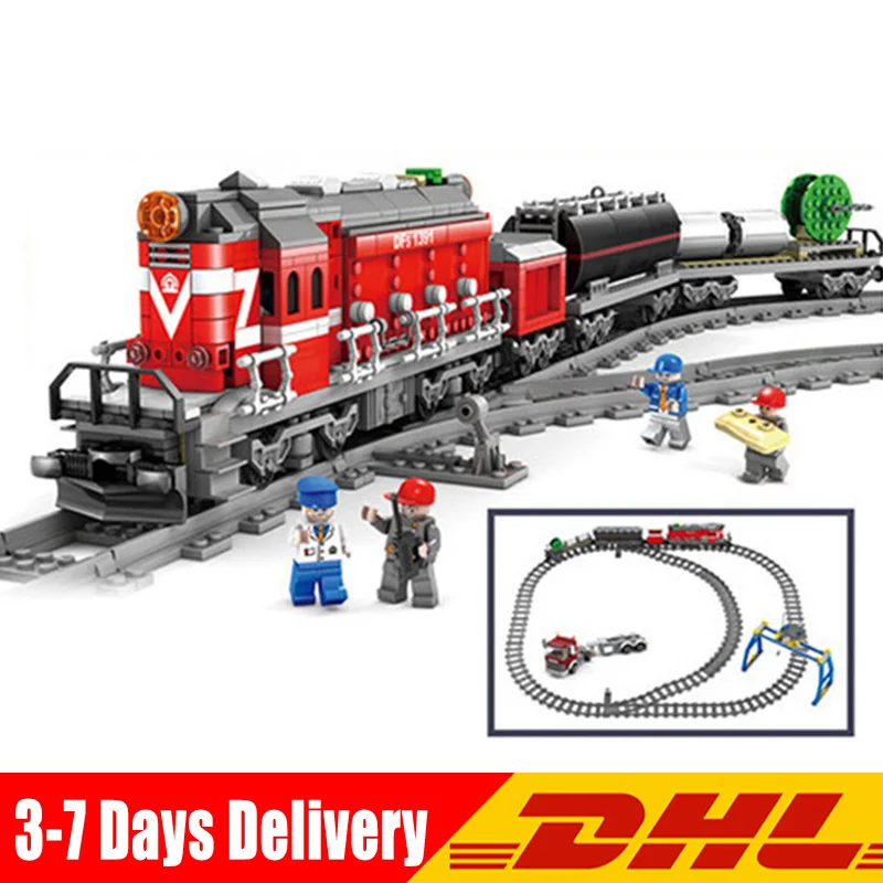 

KAZI 98219 DF5 GBL City Power Driven Diesel Train Track Rail Trailer Truck Electric Building Blocks Bricks Model Toys Gifts