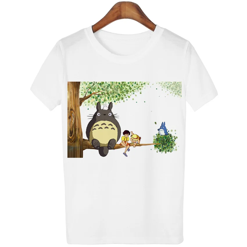 Повседневная футболка, женская футболка, Harajuku Totoro, с принтом, Camisetas Mujer, топы, с круглым вырезом, футболка, милые футболки, Femme - Цвет: A10