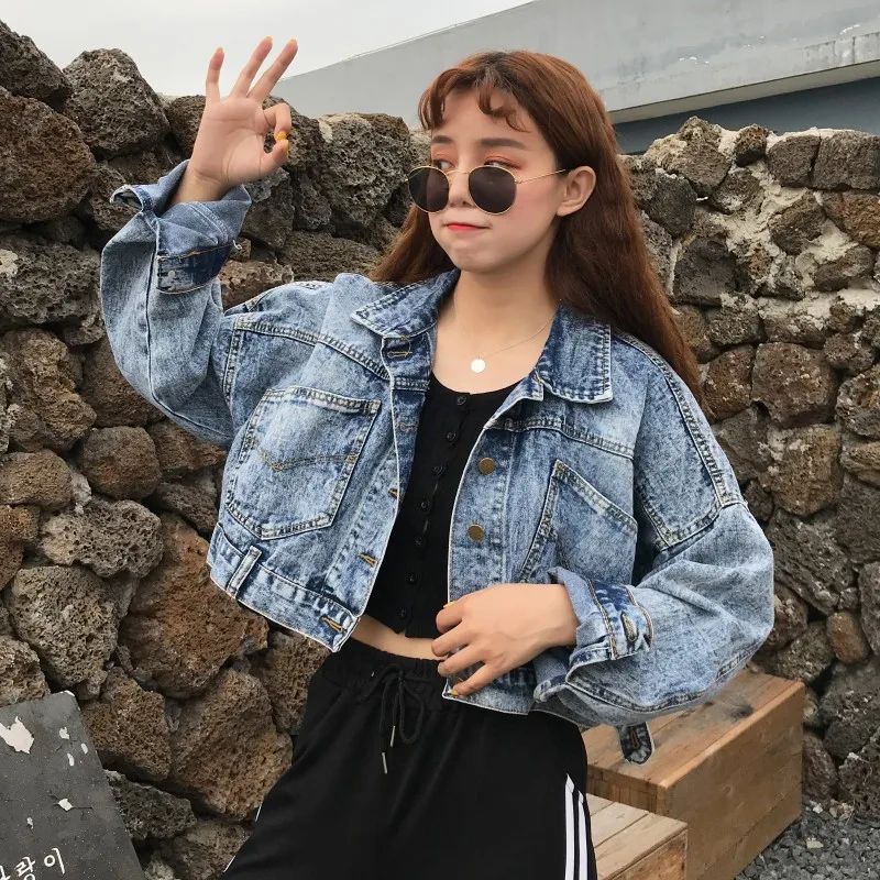 رخيصة بالجملة 2018 جديد الخريف الشتاء الساخن بيع المرأة أزياء عارضة الدنيم سترة G317