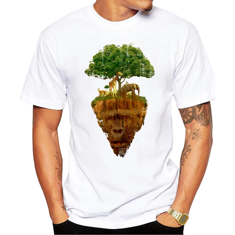 

New Arrival 2019 Men Fashion Creative Kingdom Printed T-Shirt Short Sleeve Tee Hipster Cool Wild animals Design Tops