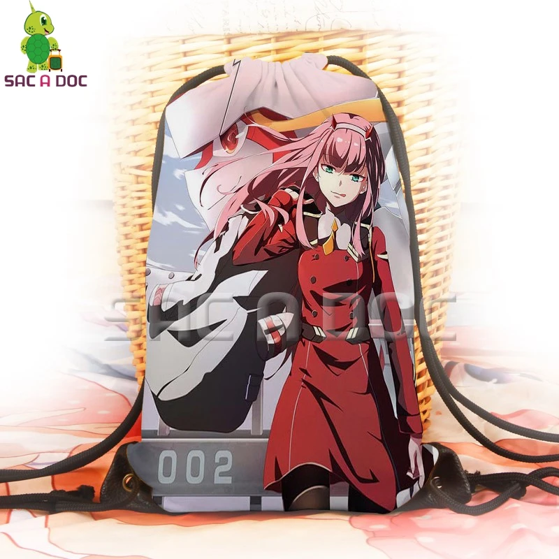 

Anime Darling In The FranXX Drawstring Bag 3D Zero/Two Backpack for Teenage Boys Girls School Bags Softback Travel Rucksack