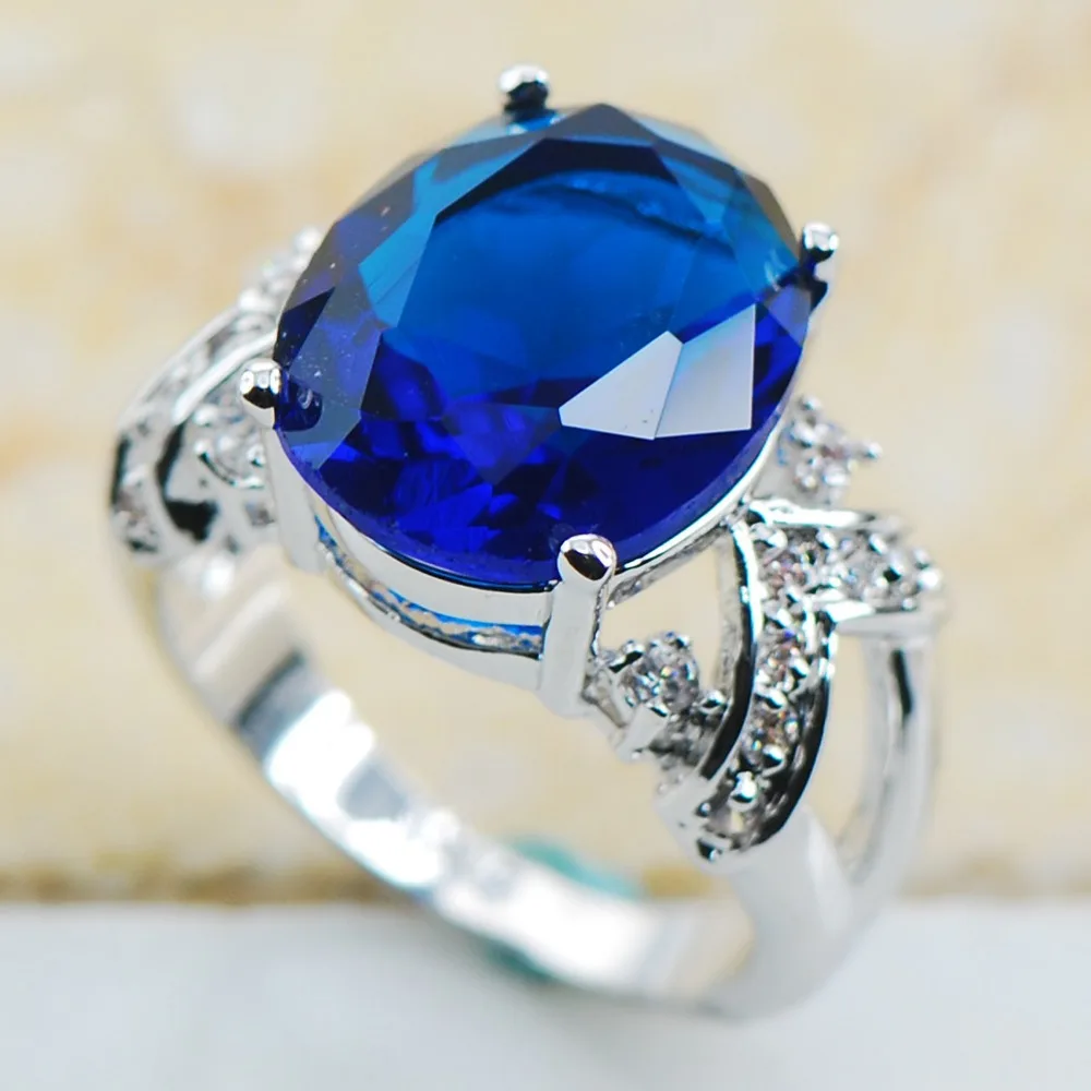 Blue Crystal Zircon 925 Sterling Silver Top Quality Fancy Jewelry