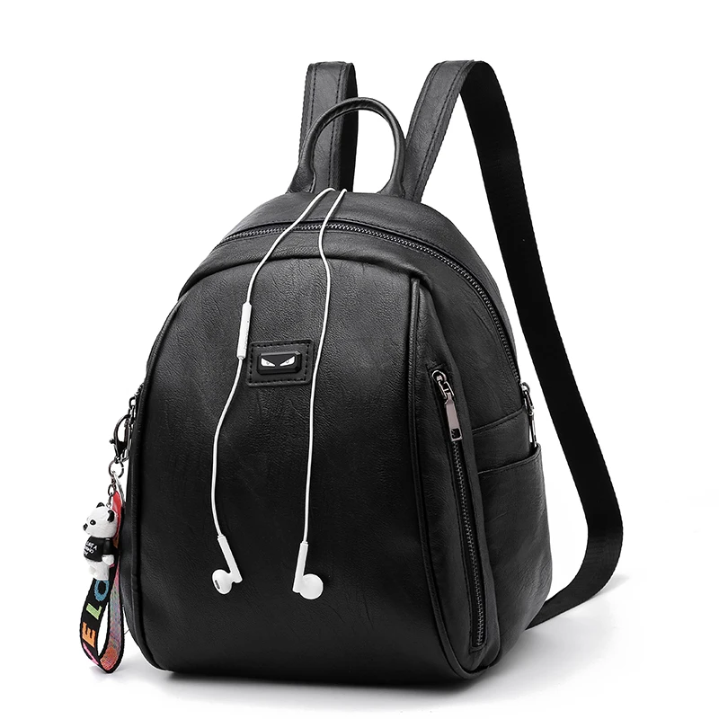 womens black backpack leather