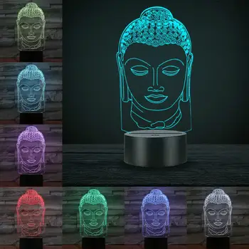 

3D USB Touch Sakyamuni Lamp LED Illusion Night Light Home Desk Decoration Hologram Atmosphere Novelty Lamp For Gifts