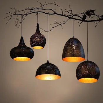 

Vintage Wrought Iron Pendant Light Industrial Rusting Pot Lids Pendant Lamp Restaurant Cafe Bar Counter Dining Room Hanging Lamp