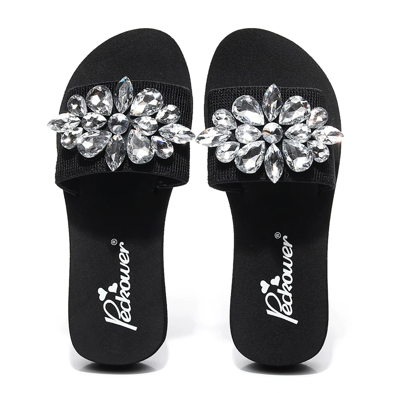

2018 Shoes Slides Fashion Sandals Summer Shoes Wedges Rhinestone casual shoes women Slippers