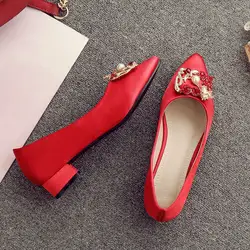 Китайский дракон и Феникс Стразы Свадебная обувь с пряжкой для беременных Для женщин туфли-лодочки на низком каблуке для невесты удобные