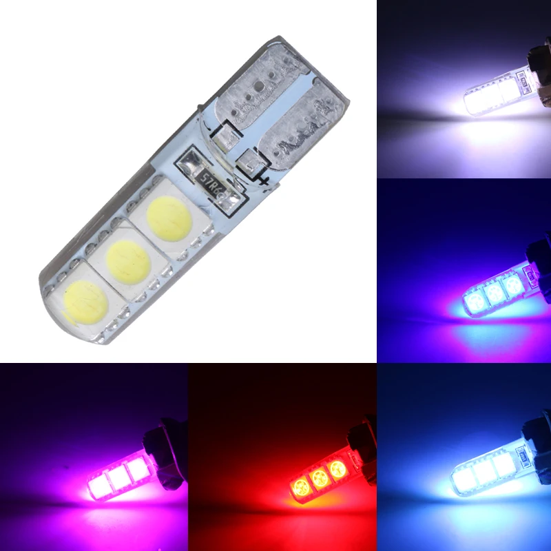 

10X Pcs High quality Car LED Lights Bulb T10 5050 W5W 6SMD Silicone 12V Auto LED Light Bulb Lamp Parking Fog light Car styling