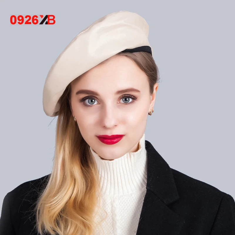 0926XB Vintage PU Leather Adult Beret Hat Women Casual Cap Female