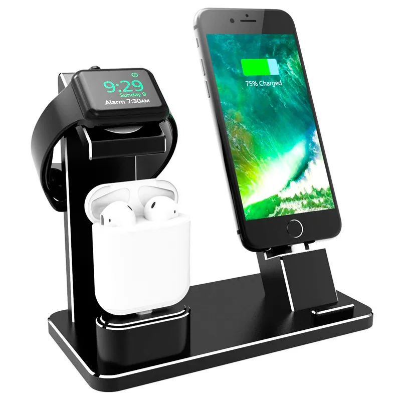 

Mindzo 3 in 1 Charging Dock Station Stand Holder for AirPods IPad Air Mini Apple Watch 38mm 42mm iPhone X XR XS MAX 8 7Plus