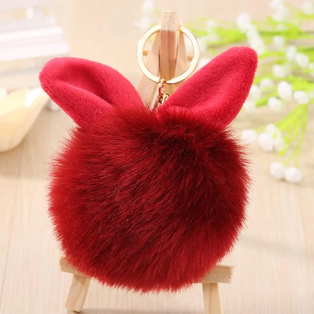 Cute Keychain Rabbit Ears Hair Ball Hanging Fur Bag Hanging Ornament Imitation Cony Hair Plush Key Chain Hanging Decoration