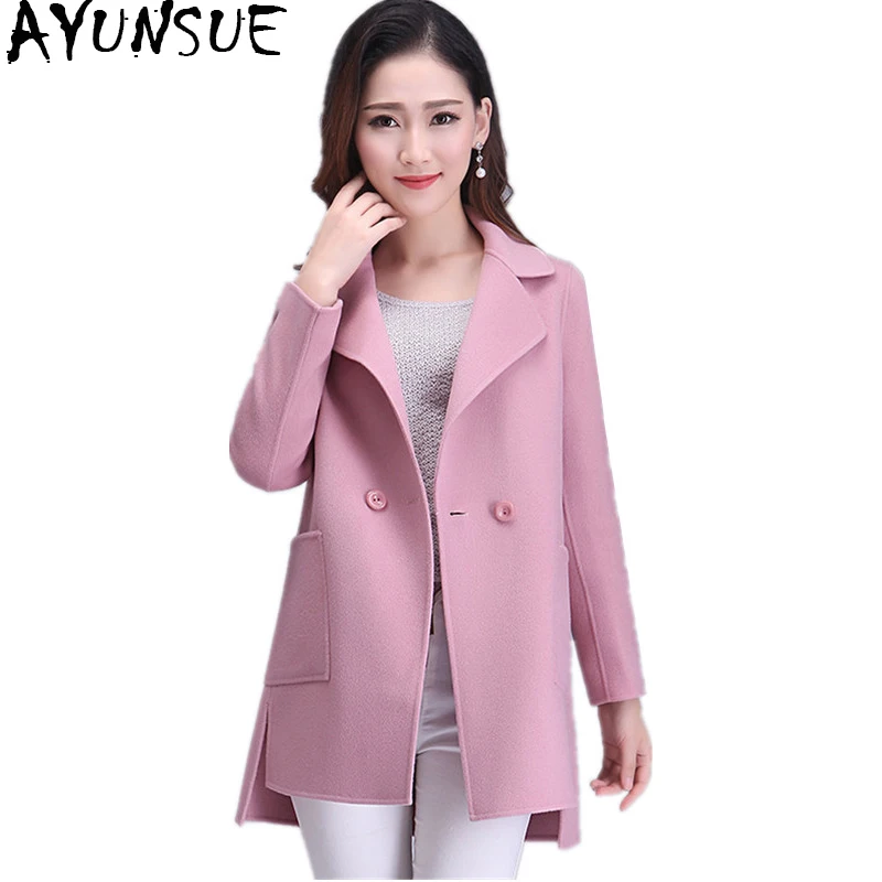 

AYUNSUE 2019 Autumn Winter Coat Women Casual Wool Coat Female Sided Cashmere Women's Spring Jackets Outerwear casacos 004