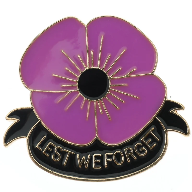 

Purple Poppy Brooches Flower British Memorial Broach Banquet Badge Brooch Pin